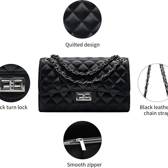 Elegant Black Quilted Women's Bag - Picture 13 of 15